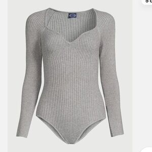 Scoop NYC Gray Ribbed Knit Bodysuit